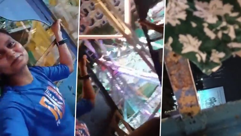 Lucknow Fair Ride Accident Video: Ferris Wheel Trolley Breaks Off at Indiranagar Sawan Mahotsav; 2 Girls Critical