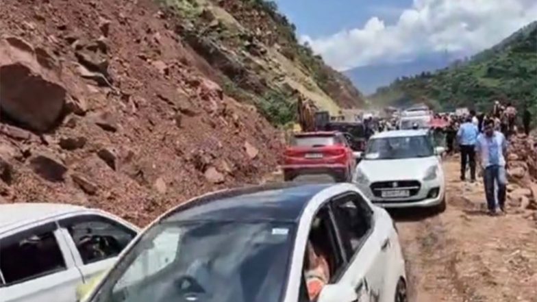 India News | Controlled Blasting by NHAI Clears Massive Boulders on Jammu-Srinagar National Highway