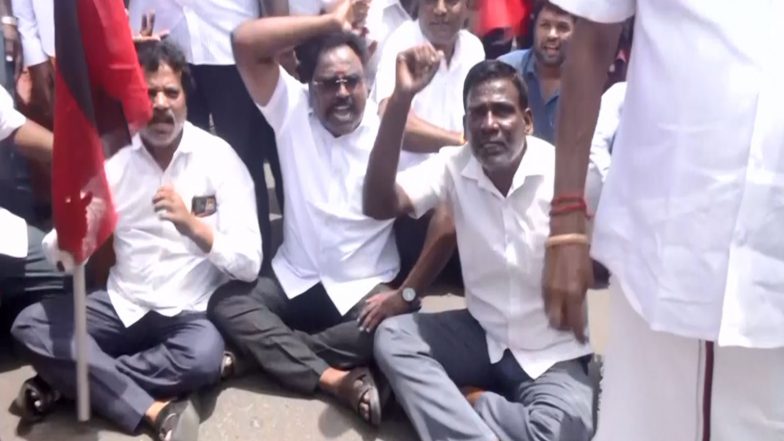 India News | Several Detained as DMK Cadres Protest Across Tamil Nadu Against Udhayanidhi Stalin's Arrest