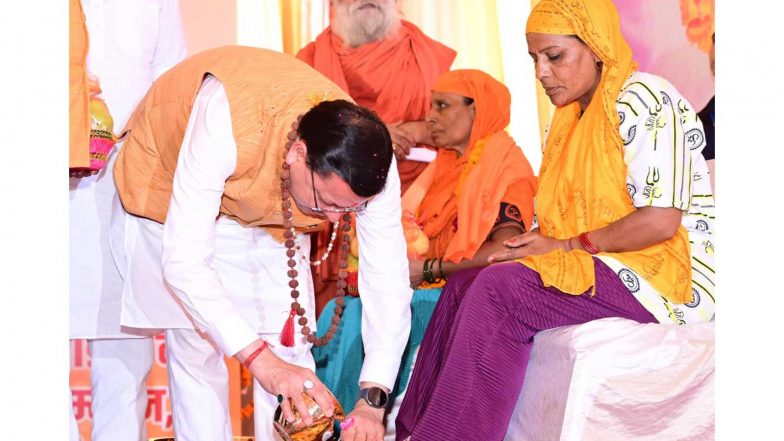 India News | Uttarakhand CM Dhami Welcomes Kanwariyas in Haridwar, Inaugurates Health Camp Amid Kanwar Yatra