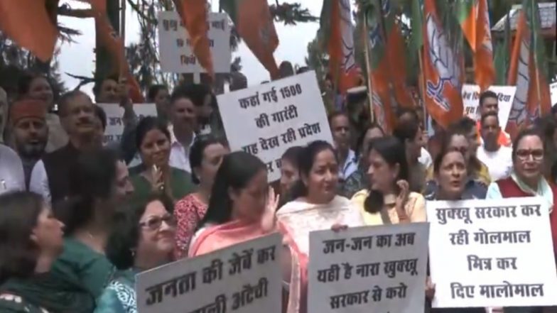 India News | BJP Stages Protest Outside Himachal CM Sukhu's Residence, Launches Statewide Stir Against Congress Govt