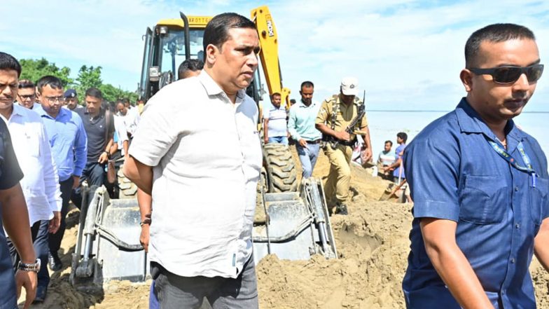 India News | Assam Finance Minister Jayanta Mallabaruah Inspects Erosion-affected Jamuguri in Bihpuria, Directs Long-term Protective Measures