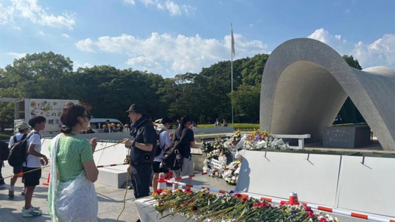 World News | Japan: Indian Envoy Pays Tribute to Atomic Bomb Victims at Hiroshima Peace Memorial Park on 81st Anniversary