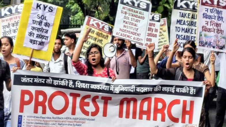 India News | KYS Organises Protest March in DU; Students Demand Immediate Withdrawl of Fee Hike, Rolling Back of HEFA-NEP 2020 Model