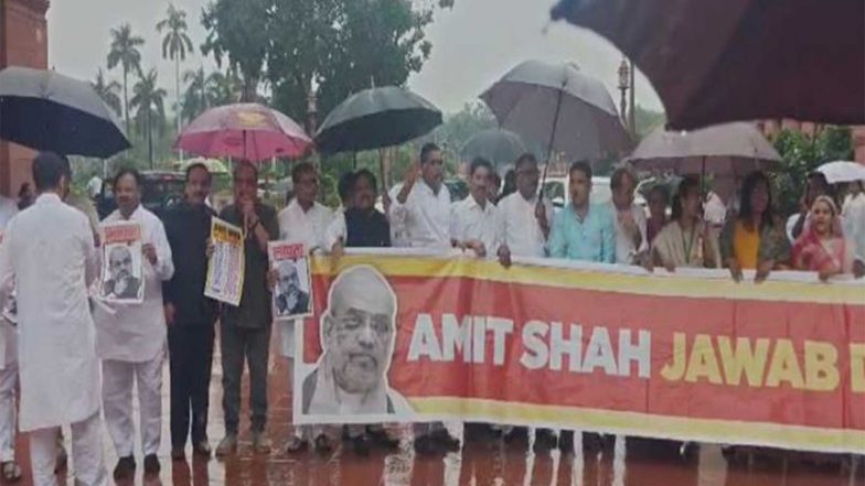 India News | Parliament Monsoon Session: Opposition Continues Protest over Alleged Police Action Against Students