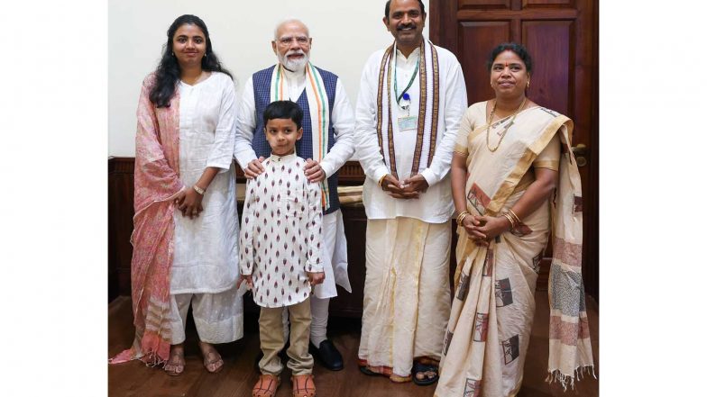 India News | Vizianagaram MP Kalisetti Appalanaidu Meets PM Modi on National Handloom Day, Presents Hand-woven Garments