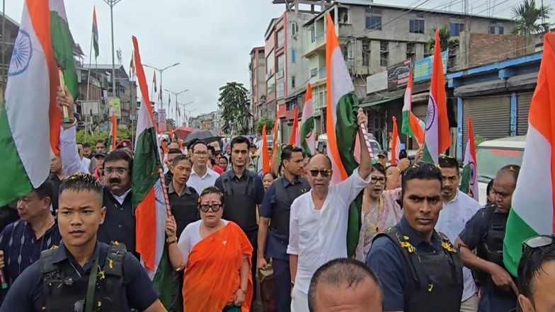 India News | Manipur CM Yumnam Khemchand Singh Takes Part in the Har Ghar Tiranga Yatra