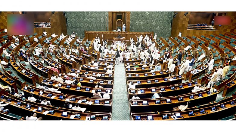 India News | Four Bills Introduced in Lok Sabha Amid Opposition Protests; Both Houses Adjourned Till 2 Pm