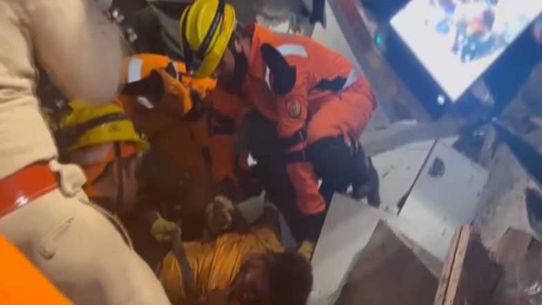 India News | UP: Fire Team Rescues Three People in 2-hour Operation After Roof Collapsed at Ghaziabad Hardware Shop