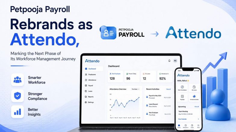 Business News | Petpooja Payroll Rebrands as Attendo, Marking the Next Phase of Its Workforce Management Journey