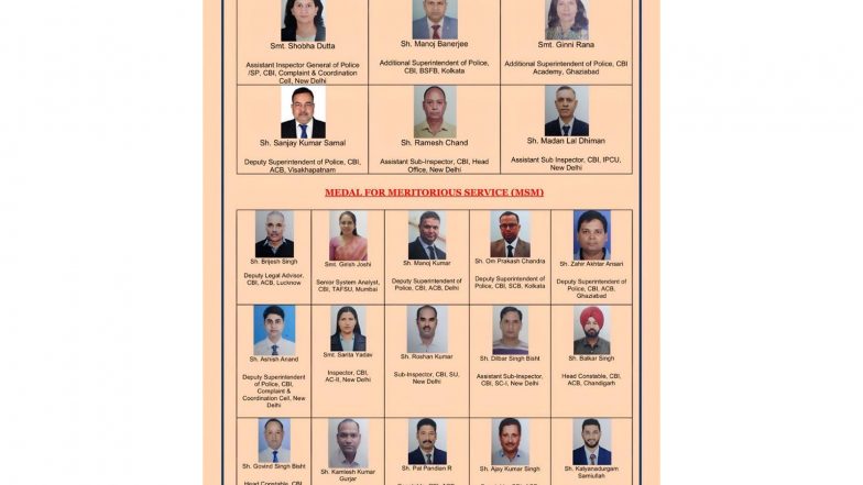 India News | 21 CBI Officers and Officials Honoured with President's Medals on Independence Day