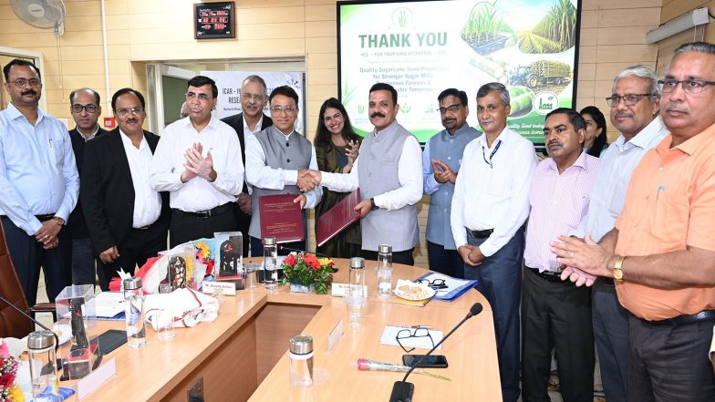 Business News | ISMA and ICAR-ISRI Sign MoU to Establish Advanced Centre for Quality Sugarcane Seed Production in Uttar Pradesh