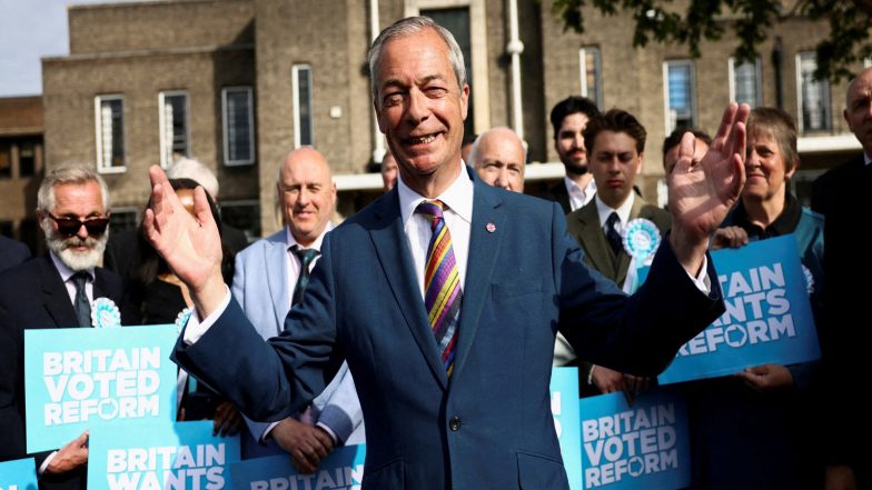 World News | Far-right Reform UK Leader Farage Wins Clacton By-election After Contest Against 'trash Can' Comedian