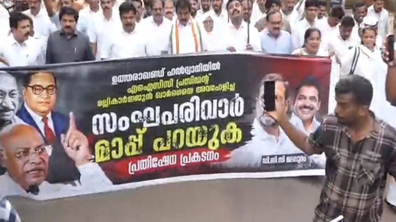 India News | Keralam: Congress Holds Protest in Malappuram over Alleged Insult to Mallikarjun Kharge