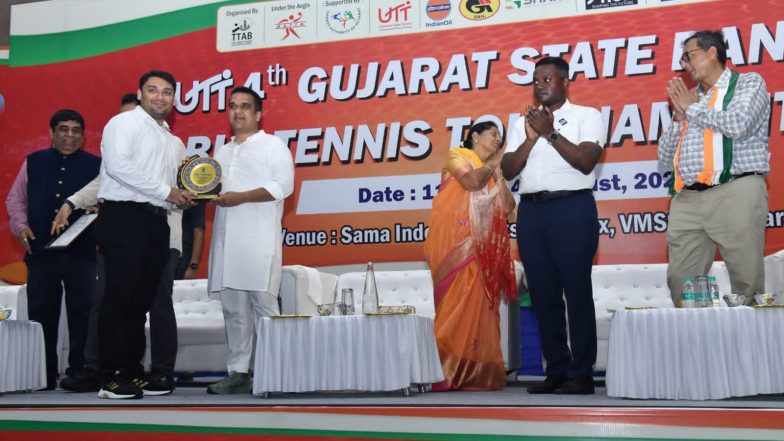 Sports News | Gujarat Deputy CM Sanghavi Presents Trophies to Winners of Gujarat State Ranking Table Tennis Tournament