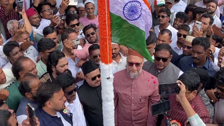 India News | Hyderabad: AIMIM Chief Asaduddin Owaisi Hoists National Flag on 80th Independence Day