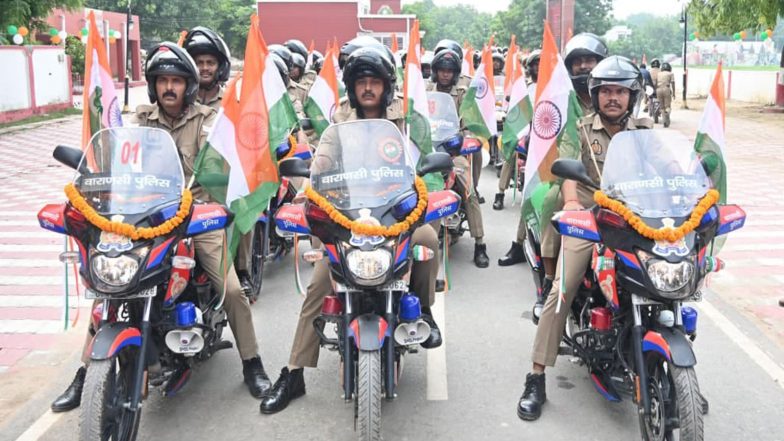 India News | Varanasi Police Flags off 100 Modified Phantom Bikes on Independence Day