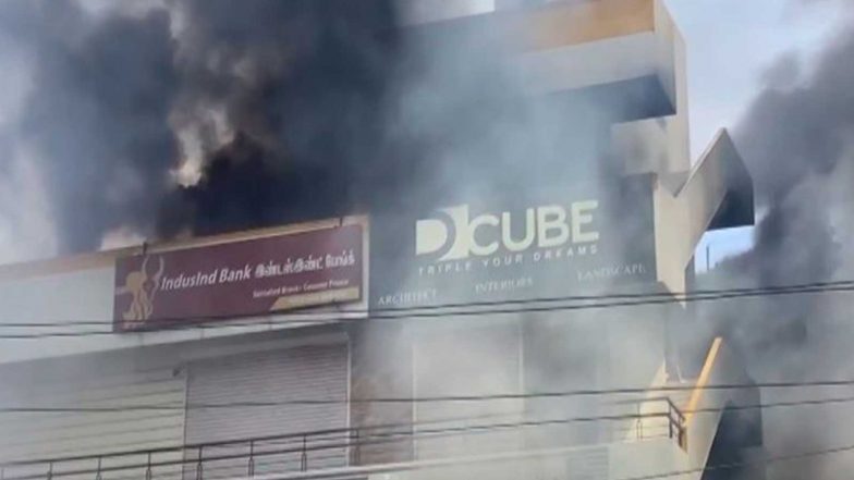 India News | Tamil Nadu: Fire Breaks out at Private Two-wheeler Showroom, 6 Fire Engines Deployed to Control Blaze