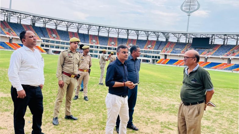 Sports News | Varanasi DM Inspects Under-construction International Cricket Stadium in Ganjari, Directs Speeding Up Works