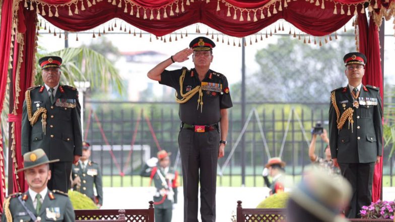 World News | Indian Army Chief Receives Guard of Honour at Nepali Army Headquarters in Kathmandu