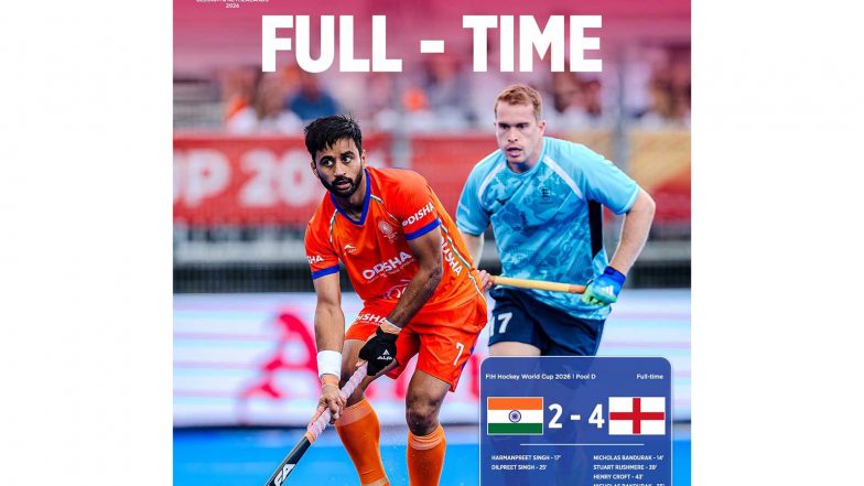 Sports News | FIH Men's Hockey World Cup 2026: India Surrender Half-time Lead to Lose 2-4 to England