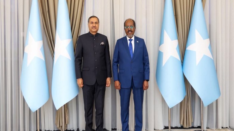 World News | Indian Envoy Adarsh Swaika Presents Credentials to Somali President