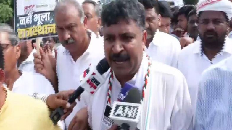 India News | Rajasthan: Congress Leaders Staging Demonstration Outside Jaipur School Blocked by Police Following Photography Restrictions
