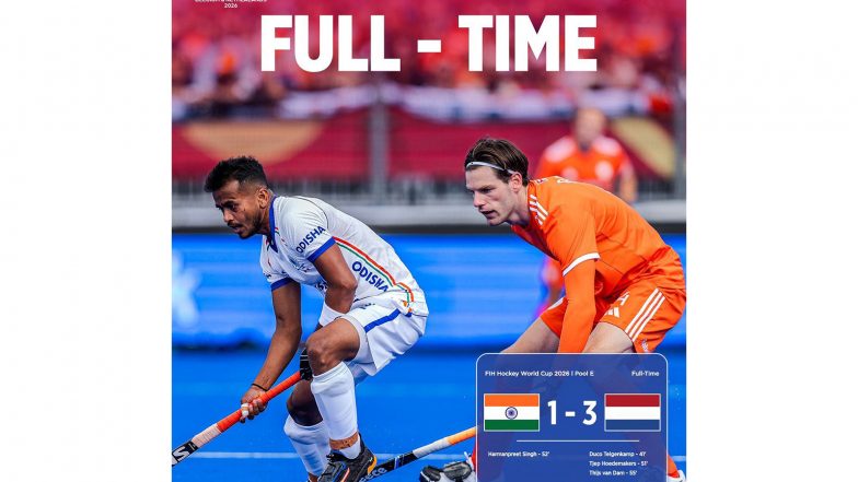 Sports News | FIH Men's Hockey World Cup: India Suffer 3-1 Defeat Against Netherlands