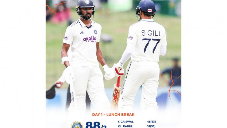 Sports News | SL Vs IND, 2nd Test: Even-stevens Session as India End at 88/2 (Day 1, Lunch)