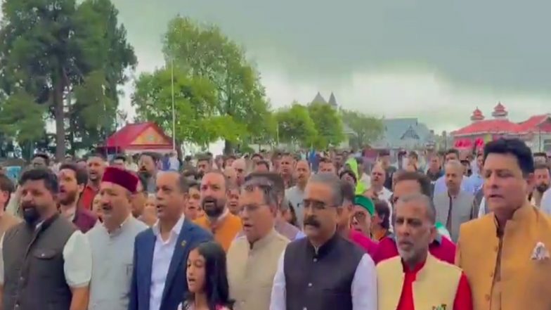 India News | Himachal Assembly Row: BJP Sings Vande Mataram, National Anthem at Shimla's Ridge