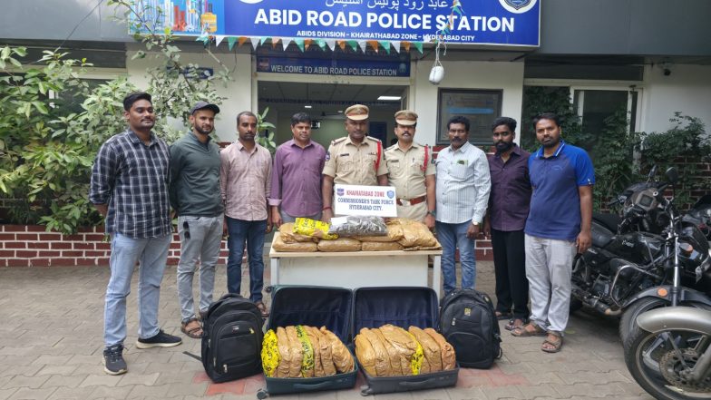 India News | Hyderabad Police Bust Inter-state Ganja Racket, Seize 48 Kg Contraband Concealed in Bags and Briefcases