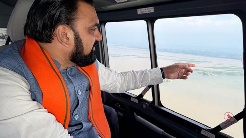 India News | Bihar CM Samrat Choudhary Conducts Aerial Survey of Flood-hit Areas, Reviews Relief Ops
