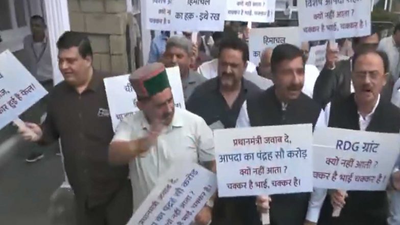 India News | Congress Stages Protest over Inflation Outside Himachal Assembly; Dy CM Agnihotri Accuses BJP of Disrupting House