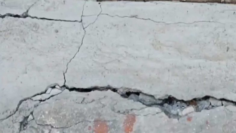 India News | J-K: House Collapses Near Baglihar Dam Reservoir in Ramban Due to Land Subsidence; DC Inspects Area