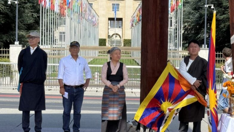 World News | Tibetans Hold Protest Outside UN Office in Geneva, Condemns China's Policies to Mark 49th Day of Lobga Rangzen's Self-immolation