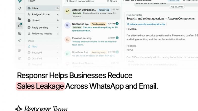 Business News | Responsr Brings WhatsApp and Email Into One AI Inbox, Stops Losing Leads