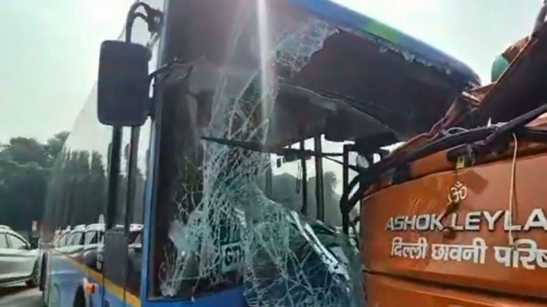 India News | Truck Collides with DTC Bus in Delhi Cantonment
