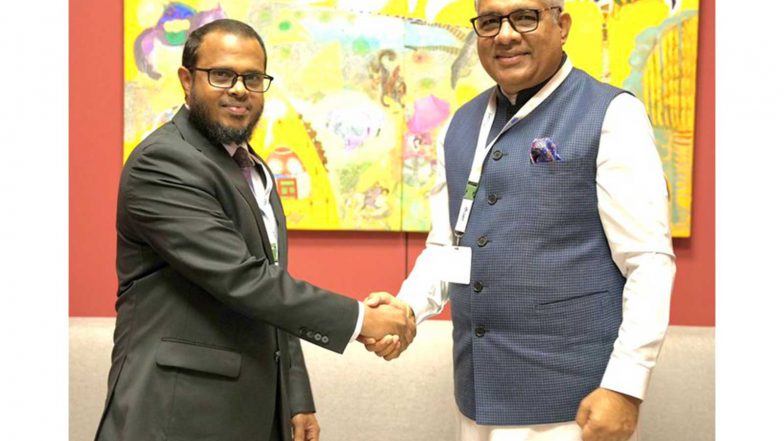 World News | Union Minister Bhupender Yadav Meets Maldives Minister Ali Shareef at UNCCD COP17, Highlights India's Rangeland Restoration Efforts