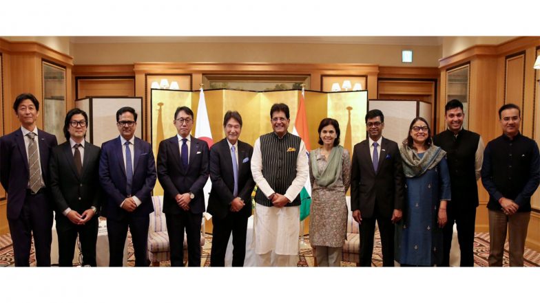 Business News | Commerce Minister Piyush Goyal Pitches India's Manufacturing Opportunities to Japanese Companies Across Key Sectors