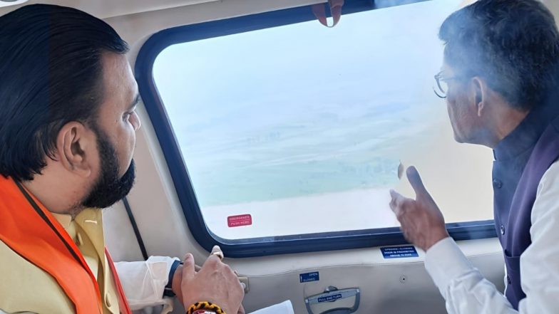 India News | Bihar CM Samrat Choudhary Visits Gandak River, Conducts Aerial Survey of Flood-hit Areas Amid Nepal Deluge