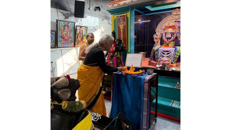 India News | Nirmala Sitharaman Offers Prayers at Canada Temple, Lights Moksha Deepam for Nepal-Tibet Flood Victims