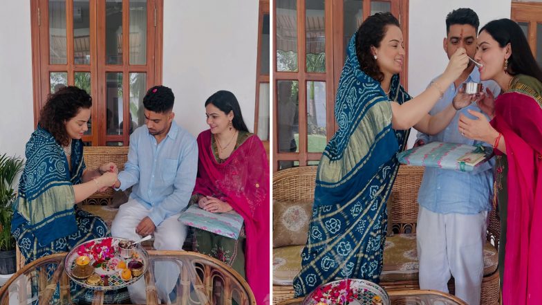 Entertainment News | Raksha Bandhan 2026: Kangana Ranaut Ties Rakhi to 'pyaare Bhai', Wishes Him 'swasth' Life