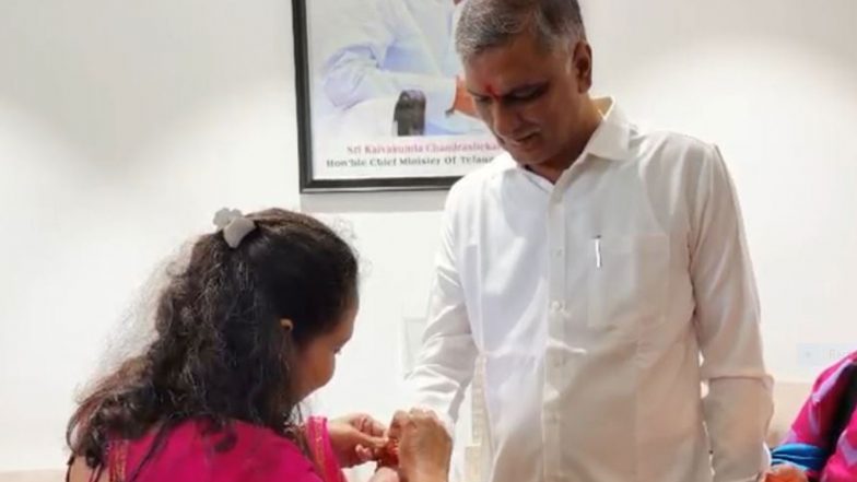 India News | Telangana: Former Minister Harish Rao Celebrates Raksha Bandhan with Women Public Representatives and Supporters