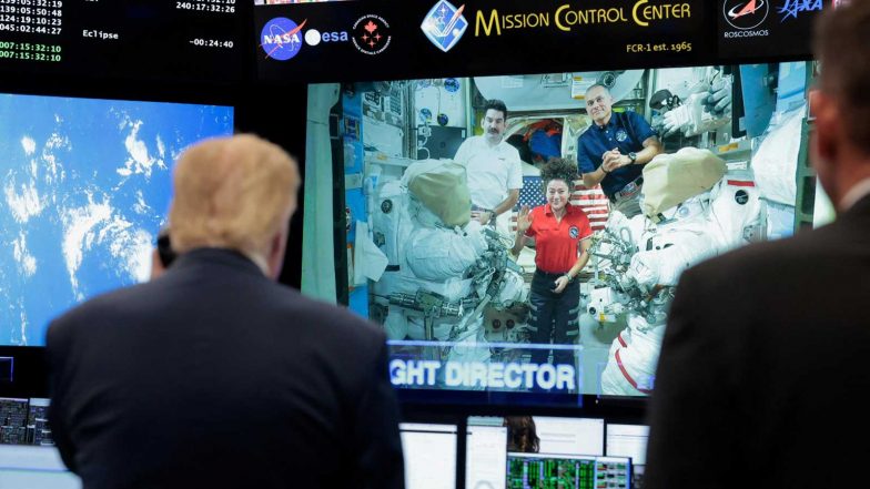 World News | Trump Honours NASA's Artemis II Crew with Highest Space Award; Inks Order to Create US Space Academy