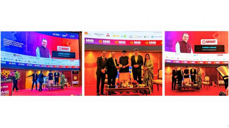 Business News | Dr. Yogesh Lakhani, CMD of Bright Outdoor Media, Felicitated at SME Governance Summit 2026 by Maharashtra Cabinet Minister Shri Uday Samant