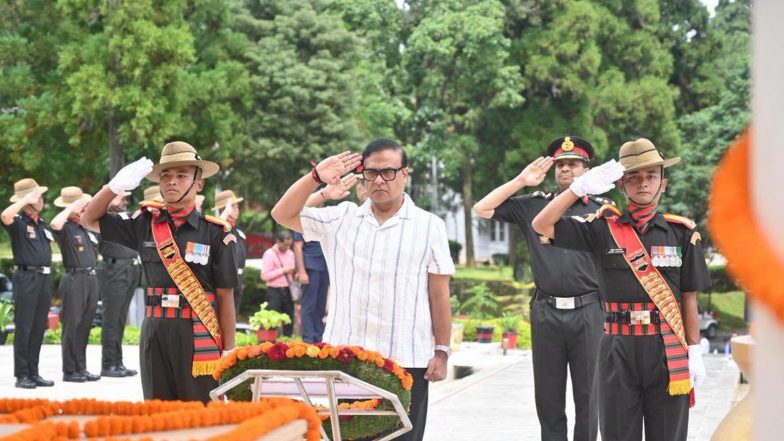 India News | Assam CM Visits Assam Regimental Centre in Shillong, Pays Tribute to Brave Soldiers at War Memorial