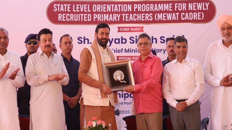 India News | Haryana CM Saini Says over 2 Lakh Govt Jobs Provided Without 'parchi-kharchi', Hands Appointment Letters to 1,054 Mewat Teachers