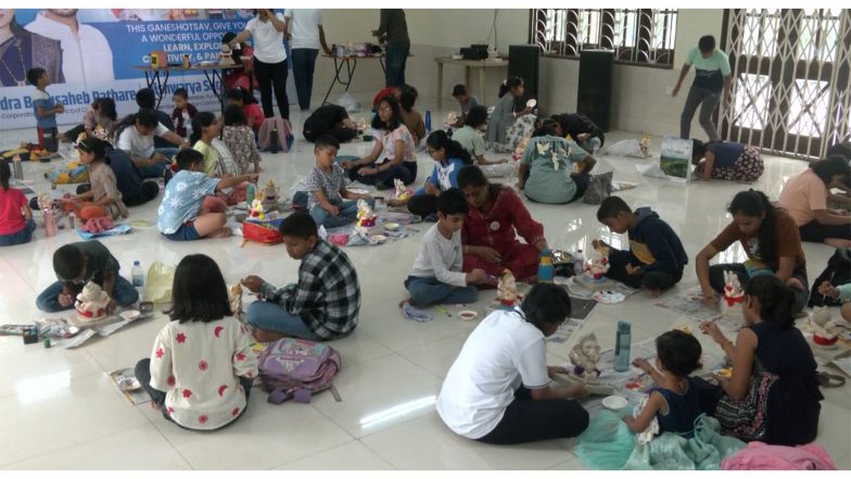 Entertainment News | Pune Children Swap Screens for Paintbrushes, Create Colourful Eco-friendly Bappa Idols This Ganeshotsav