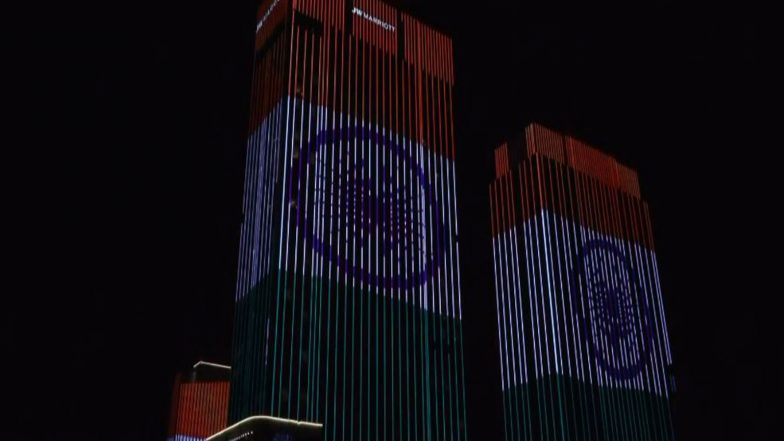 World News | Uzbekistan: Hotel Building Illuminates in Tricolour; Indian Songs Fill the Air on PM Modi's Visit