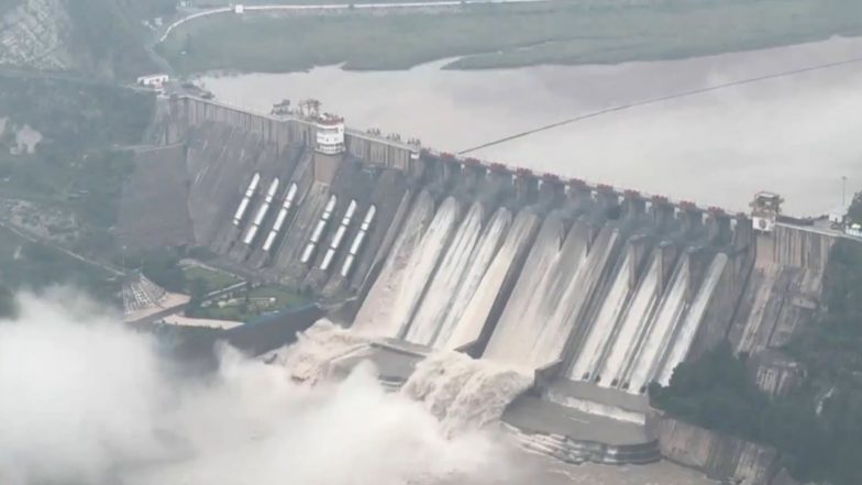 India News | J-K: Salal Dam Opens Multiple Gates to Regulate Water Level Following Heavy Rainfall in Catchment Areas